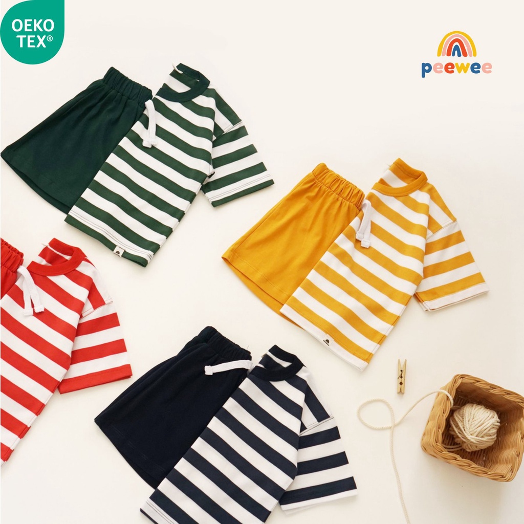 PEEWEE Oversized Striped Kids Set Setelan Anak