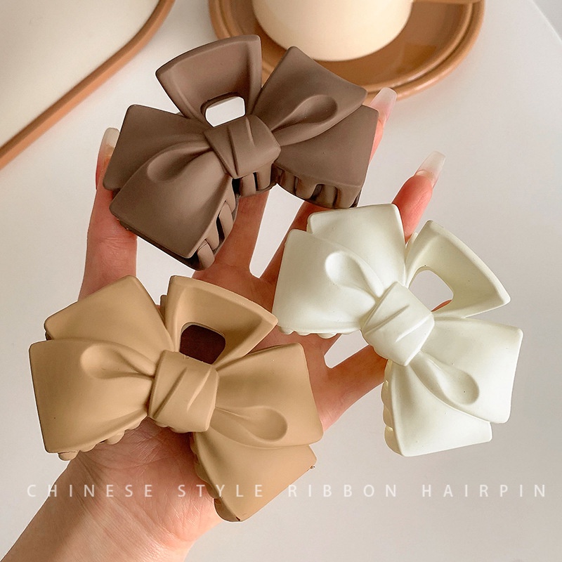 Hair Claw Back Head Shark Jepit Rambut Gadis Korea INS Style Acrylic Bow Hair Clip Headwear Aksesoris Rambut Hair Pin Vintage Besar Elegan Ladies Wanita