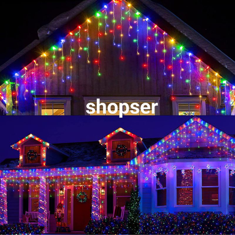 Lampu Hias tirai 100 LED rainbow 7warna lampu natal lampu tumblr tirai hias dekorasi cafe pesta ulan