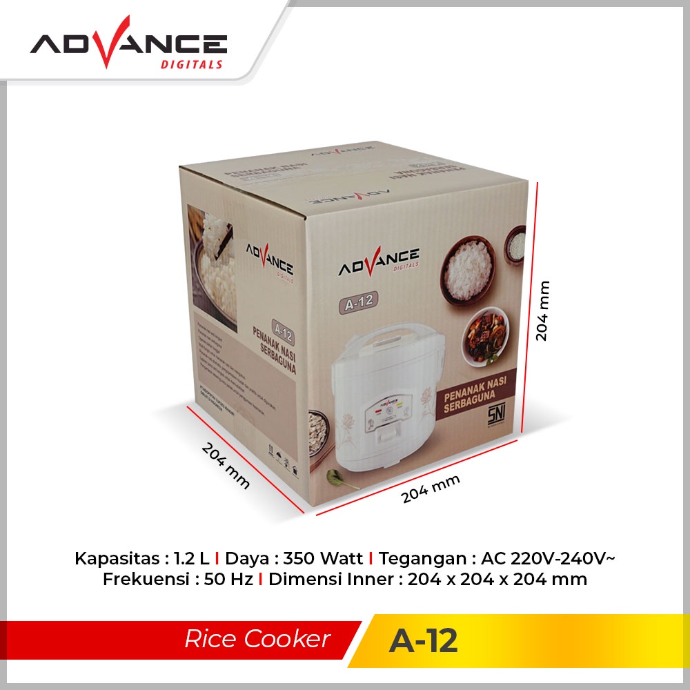 ADVANCE Rice Cooker Kecil Mini 1.2 Liter Penanak Nasi Serbaguna 3in1 A12