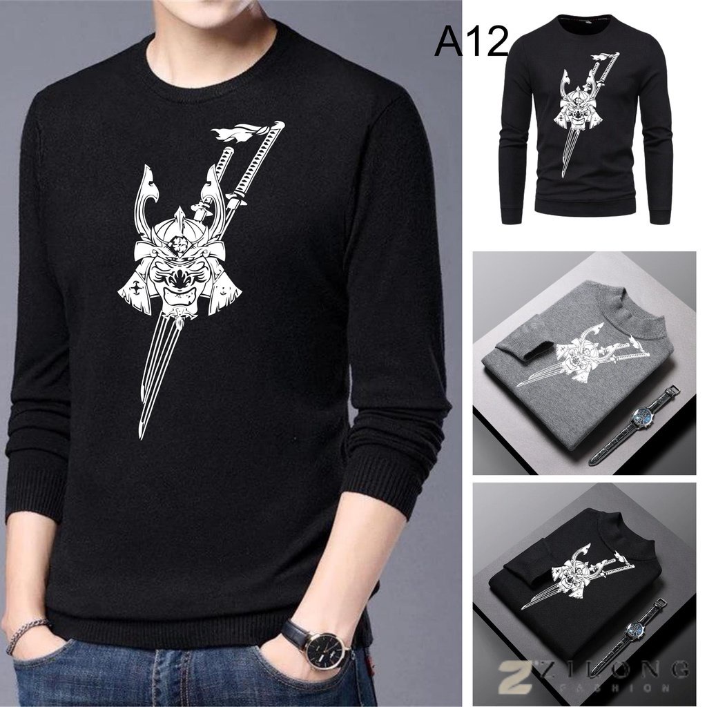 Zilong A12 - Jaket Sweater Kartun Jepan Samurai Bahan Fleece Tebal Pria Wanita Jacket Wibu Otaku Kar
