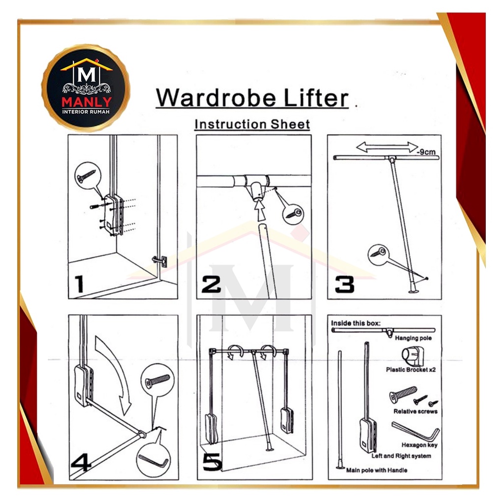 Ambos Lift / Wardrobe Lifter / Gantungan Baju Tarik Lemari / Junior Lift WL-115