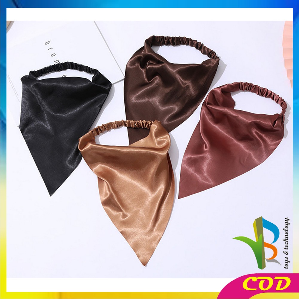 RB-C511 Bandana Segitiga Bahan Satin Korean Style / Headband Wanita Katun Motif Polos / Triangle Woman Scraf