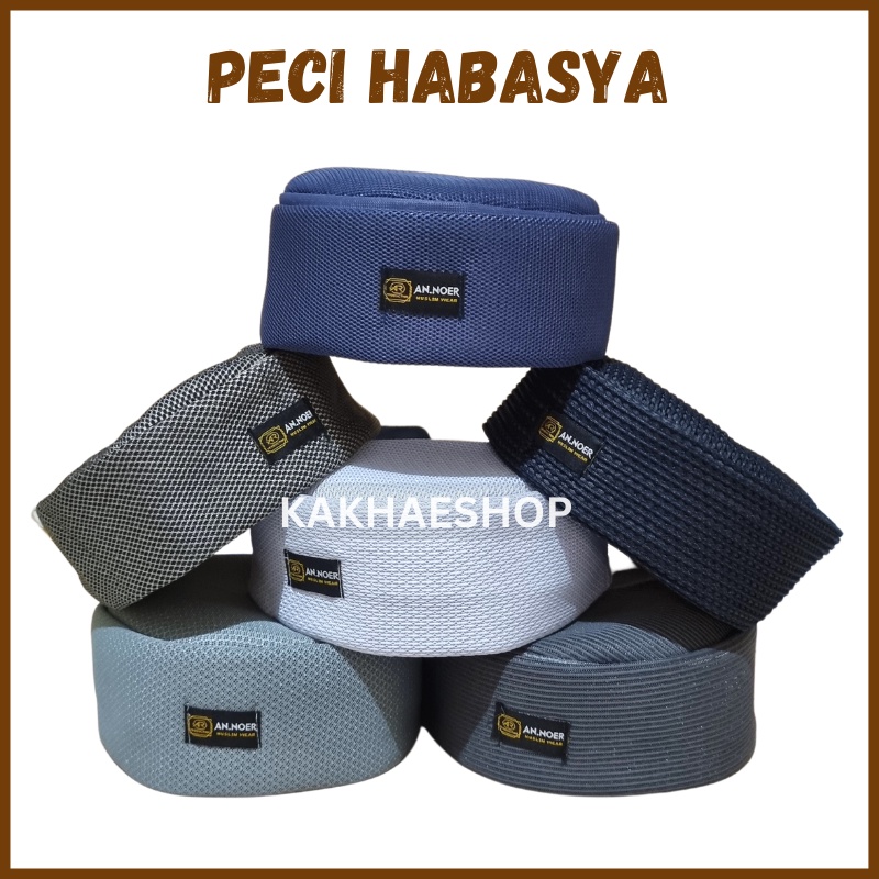 Peci Lipat Khas Mesir Habasya Premium Kopiah Hitam Abu Muda Gold Biru Hijau Kopeah Sholat Maiyah Cak