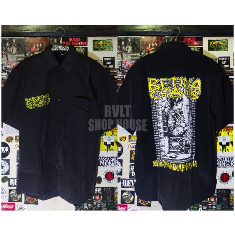 Kemeja Band Punk Betina Chaos / Kemeja Punk Kemeja Pria