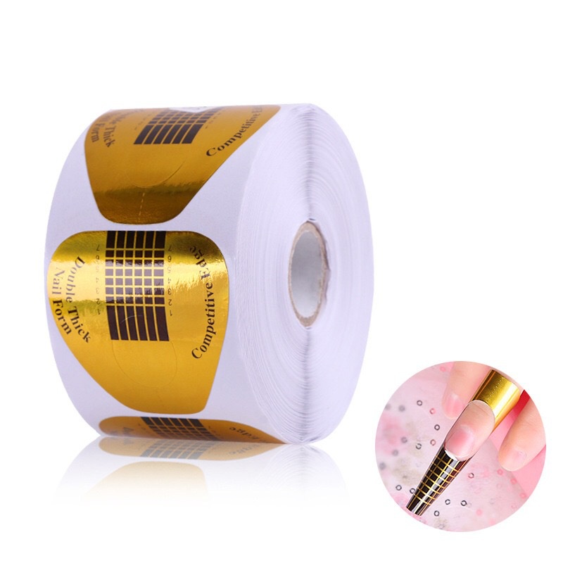 10pcs ROUND golden gold nail form acrylic gel extension / kertas form bentuk sambung kuku nailart/Nail Extension Paper/