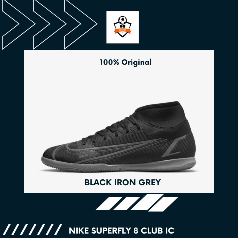 Sepatu Futsal Nike Superfly 8 IC Club Black/Grey Original BNIB