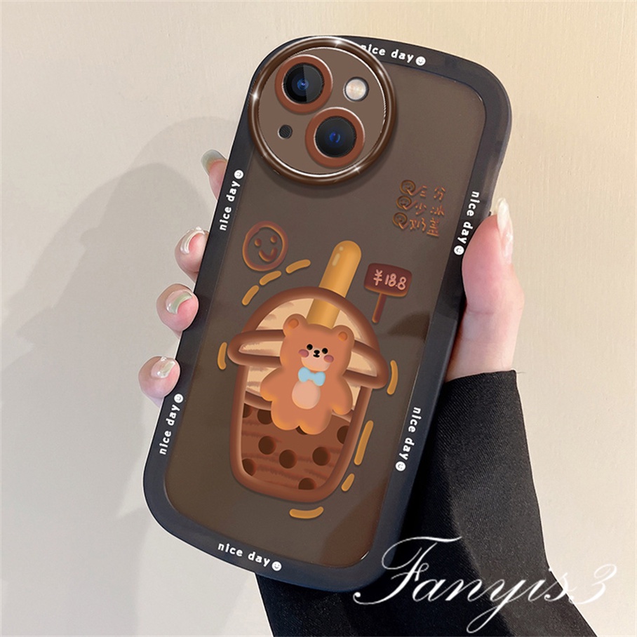 Compatible For iPhone 14 13 12 11 Pro Max X XR Xs Max 8 7 6 6s Plus SE 2020 Soft Case TPU Motif Milk Tea Untuk