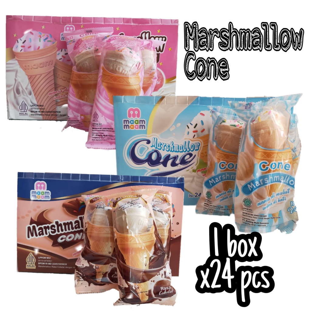 Marshmallow Manis Lezat / Maam Marshmallow / Marshmallow dengan Cone 24 pcs