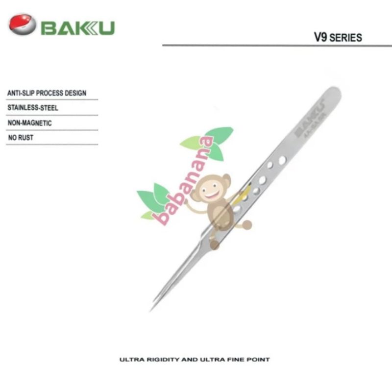 Baku 4A-SA SR Pinset Lurus Short Micro Tip Tweezer Penjepit Stainless