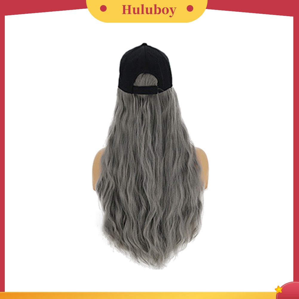 Wig Rambut Ekstensi Model Panjang Keriting Gelombang Dengan Topi Peaked Untuk Wanita