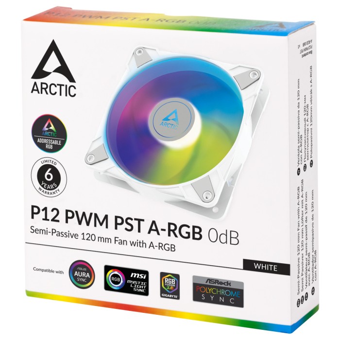 ARCTIC P12 PWM PST A-RGB - WHITE