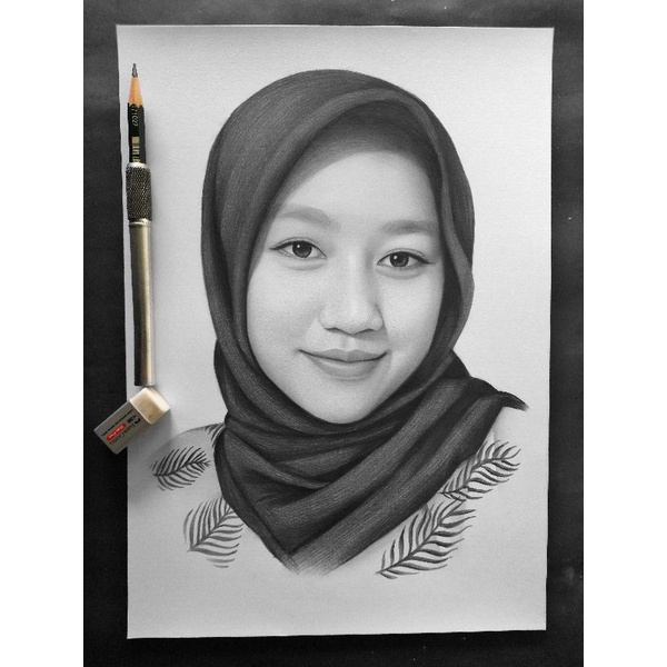 

Lukis pensil UKURAN A4 21x30cm tanpa frame/bingkai