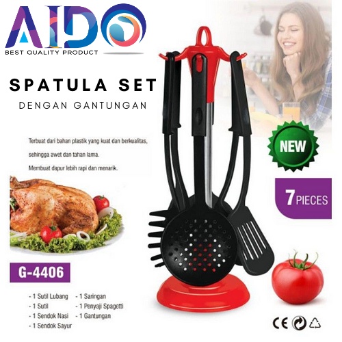 Spatula set isi 6pcs with gantungan sutil serbaguna G4406 SUTIL SPATULA MASAK SERBAGUNA