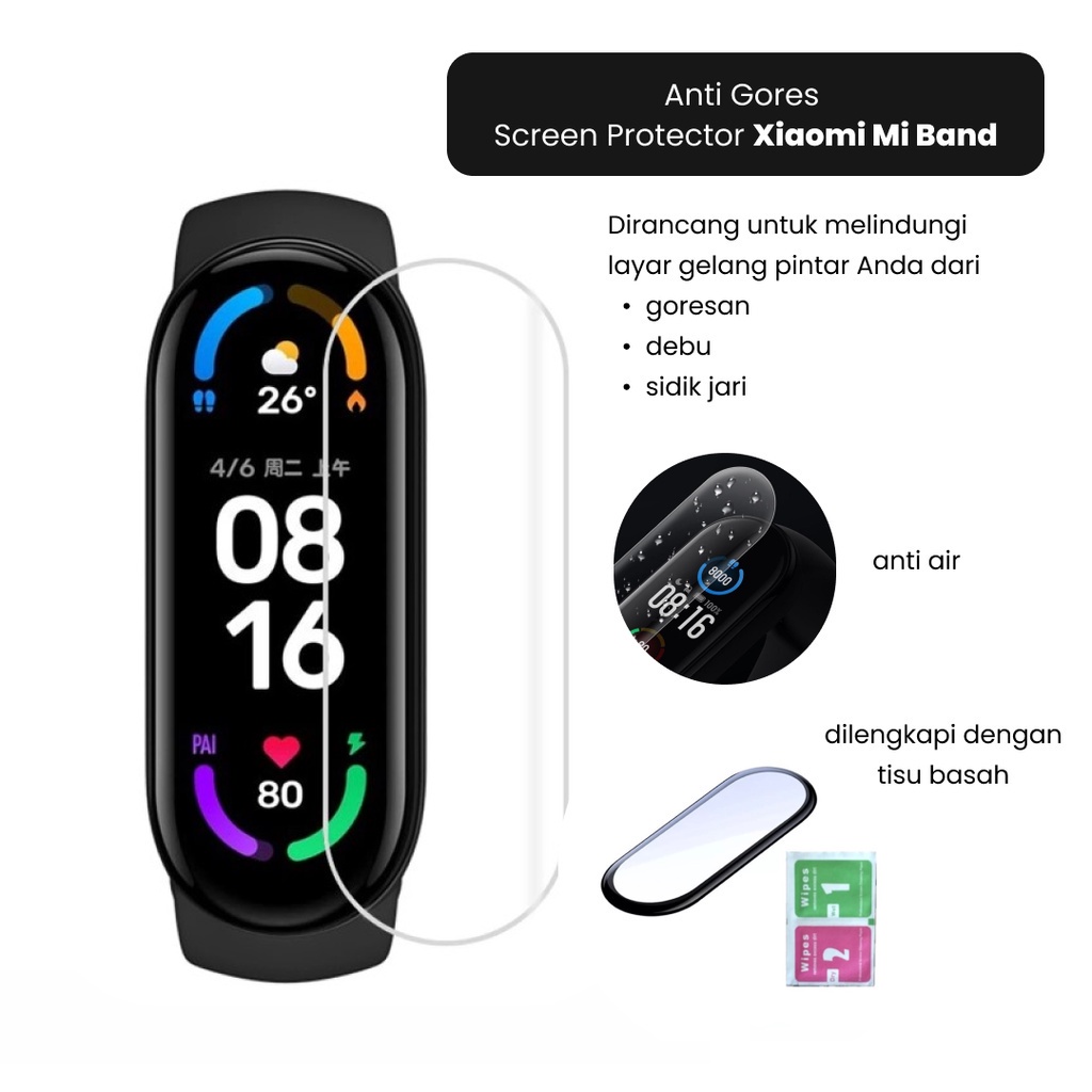 Anti Gores Xiaomi Band Screen Film Mi Band 3 4 5 6 2D Soft TPU 3D Full Covered Screen Protector