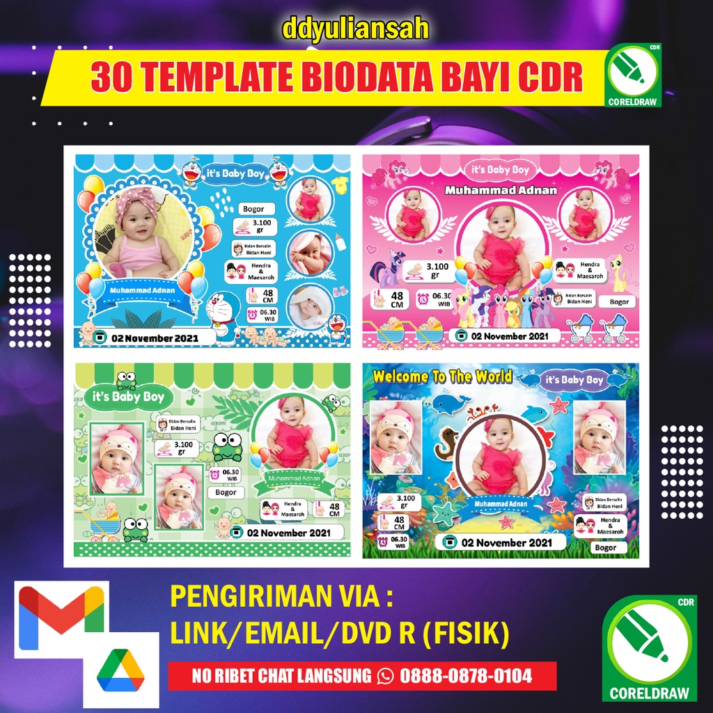 PAKET 30 TEMPLATE BIODATA BAYI KEKINIAN HEMAT DAN MURAH