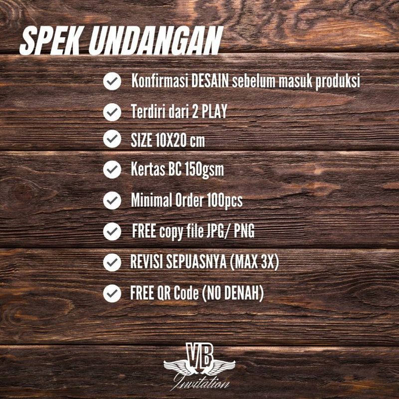 Cetak Undangan Pernikahan Mewah Elegan Glossy Rustic 2 Play Murah Kekinian Uk 10x20 VBU 019