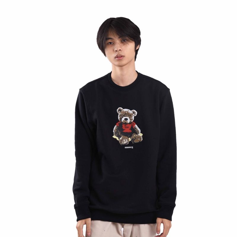 Roughneck SS143 Black Kiddy Joy Crewneck Sweater Hitam New Original