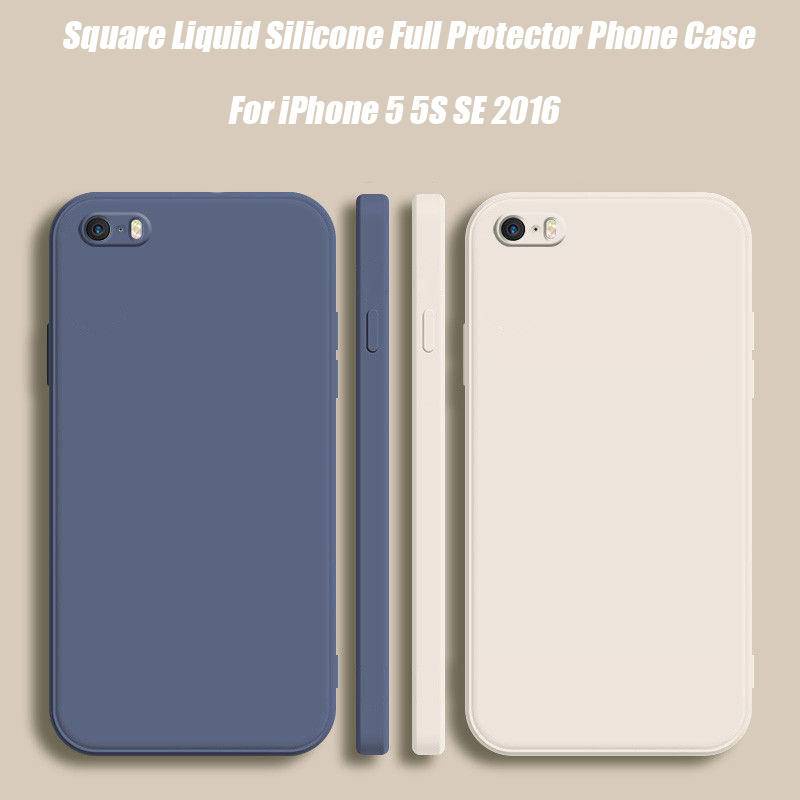 IPHONE Casing Ponsel Silikon Cair Persegi Baru Untuk iPhone5 5S Se2016Sarung Pelindung Lensa Penuh Untuk iPhone5 iPhone5S Iphonese2016