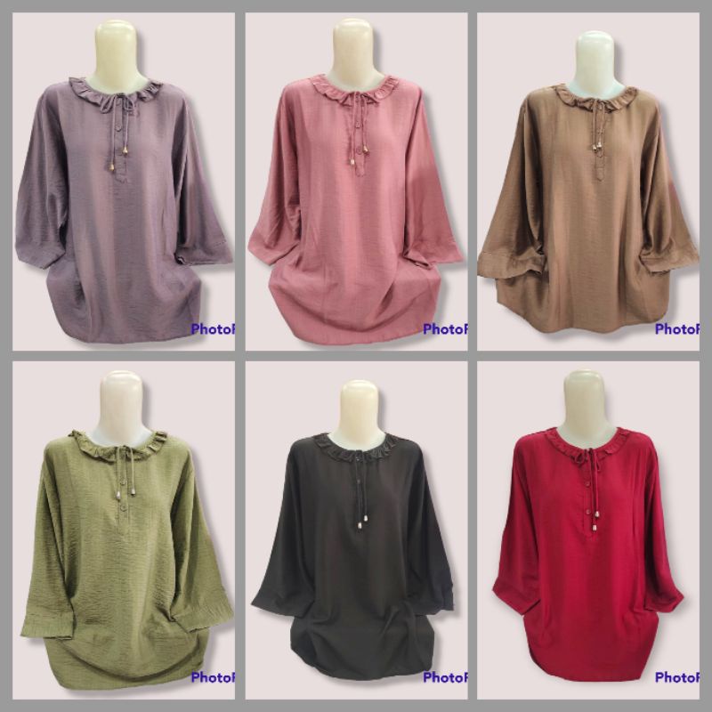 Blouse silky linen crinkle