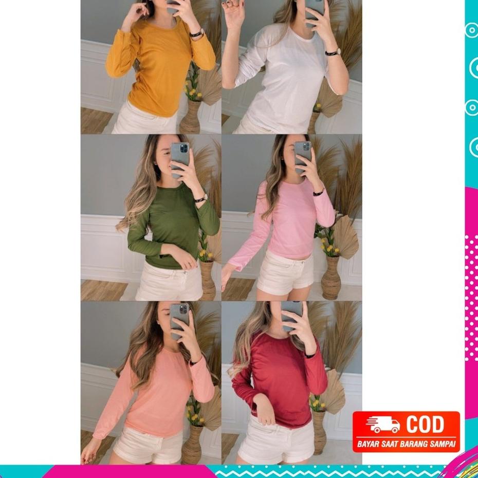 Star Seller MANSET BAJU BAHAN KAOS MENSET HITAM WANITA LENGAN PANJANG PREMIUM S120