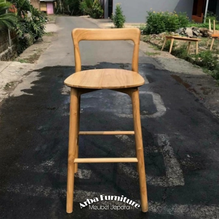 Kursi Bar Tinggi | Kursi Bar Cafe Minimalis Jati