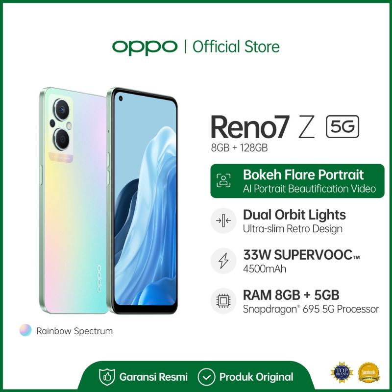 Oppo reno 7Z 5g RAM 8+5  ROM 128GB.  GARANSI RESMI.  SEGEL PABRIK