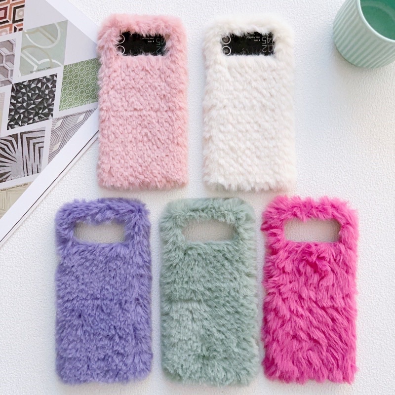 Flip Case Soft Plush Furry Polos Samsung Galaxy Z Flip 3 Z 4 5G Z Flip3 Zflip3 Zflip4 Flip4 Casing