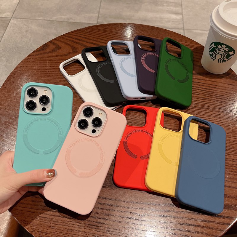 [Wireless Charging Magesafe] Silikon Cair Skin Feel Soft Case Untuk iPhone XR XS Max Casing Handphone Iphone12 13 Pro Max