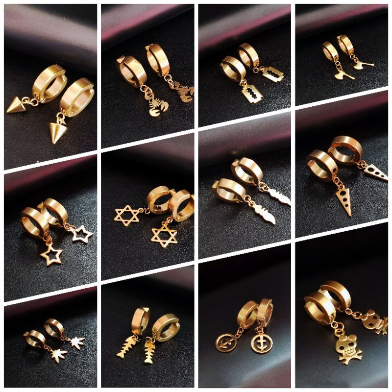 Anting Jepit Fashion Korea Anting Metal Warna Emas Pria dan Wanita