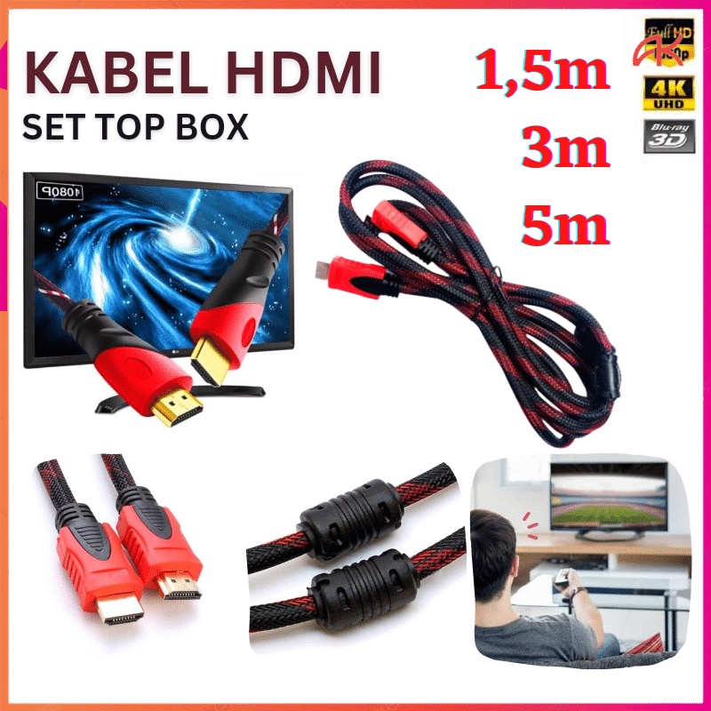 Jual ANK KABEL HDMI TO HDMI PANJANG 1.5M / 3M / 5M LAPTOP KE TV DLL