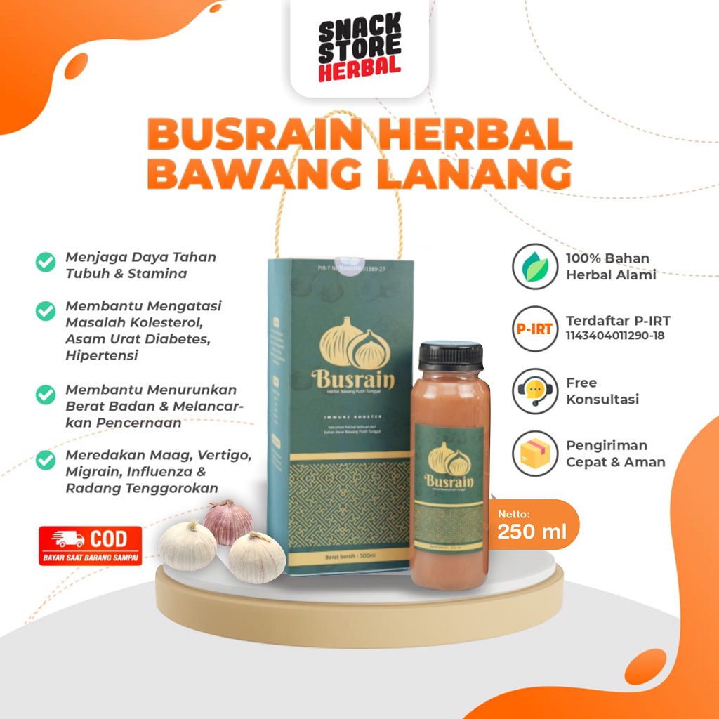 Busrain Herbal Premium New Look Jus Bawang Putih Tunggal Lanang 250 Menjaga Daya Tahan Tubuh dan Men