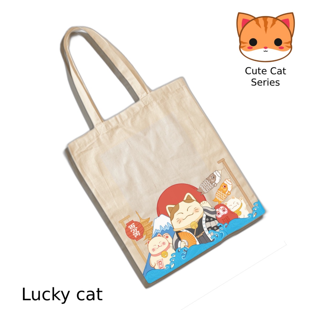 Totebag Motif Kucing Lucu Cat Lovers Tote bag premium Totebag zipper totebag velcro