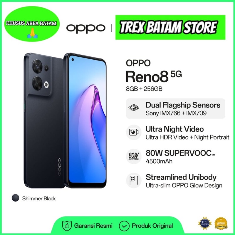 Jual OPPO RENO 8 5G 8/256GB DUAL FLAGSHIP SENSORS (BATAM) | Shopee