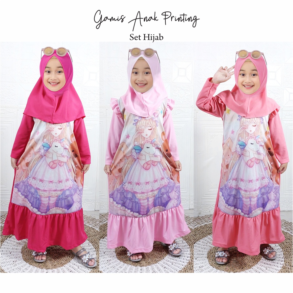 Gamis Anak Printing Set Hijab CKids