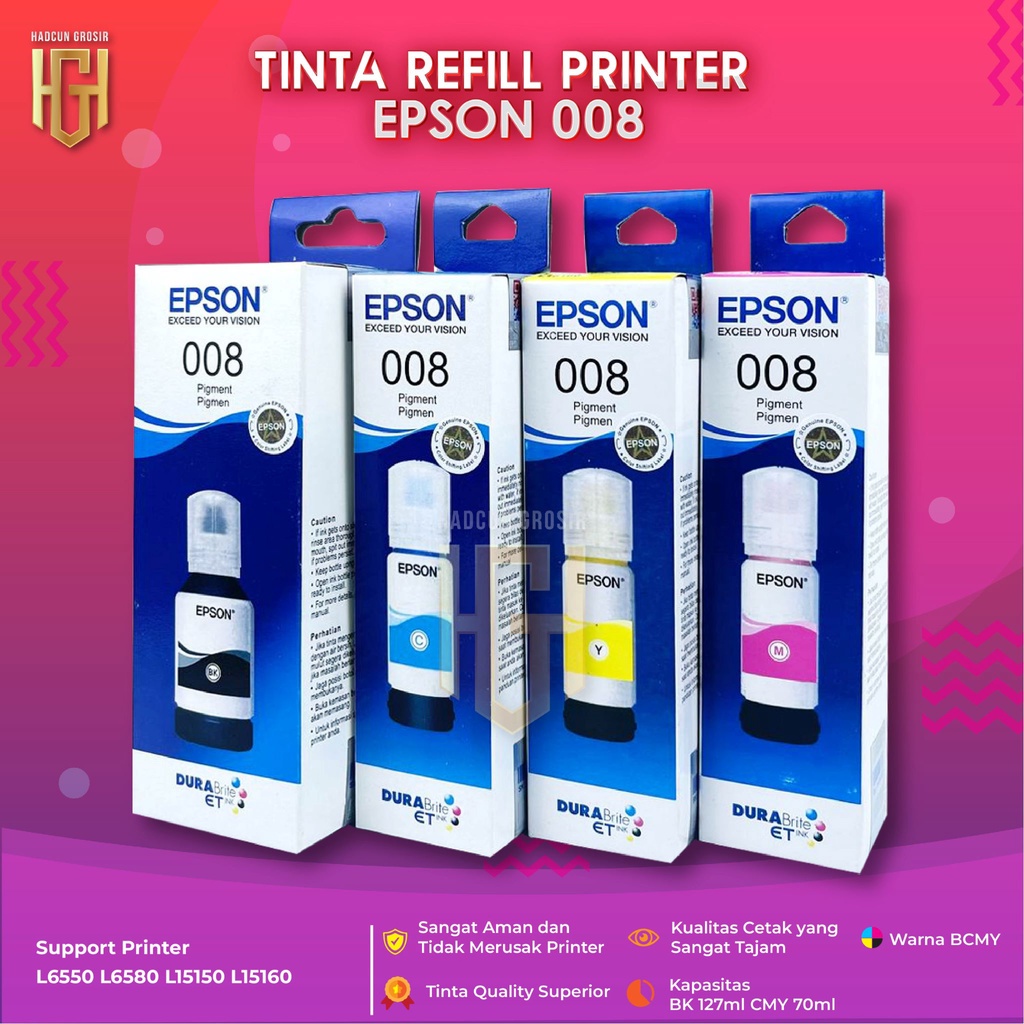 1 SET 4 PCS Tinta Epson 008 Tinta Printer L6550 L6580 L15150 L15160