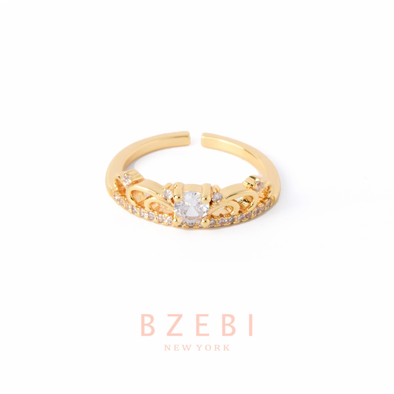 Bzebi Cincin Emas Berlian 18k, Cincin Terbuka Ajustable, Anti Karat, Gaya Korea, Aksesoris Fashion Wanita, Aksesoris Sehari-Hari, Perhiasan Premium, Hadiah Ulang Tahun Dengan Box 897r