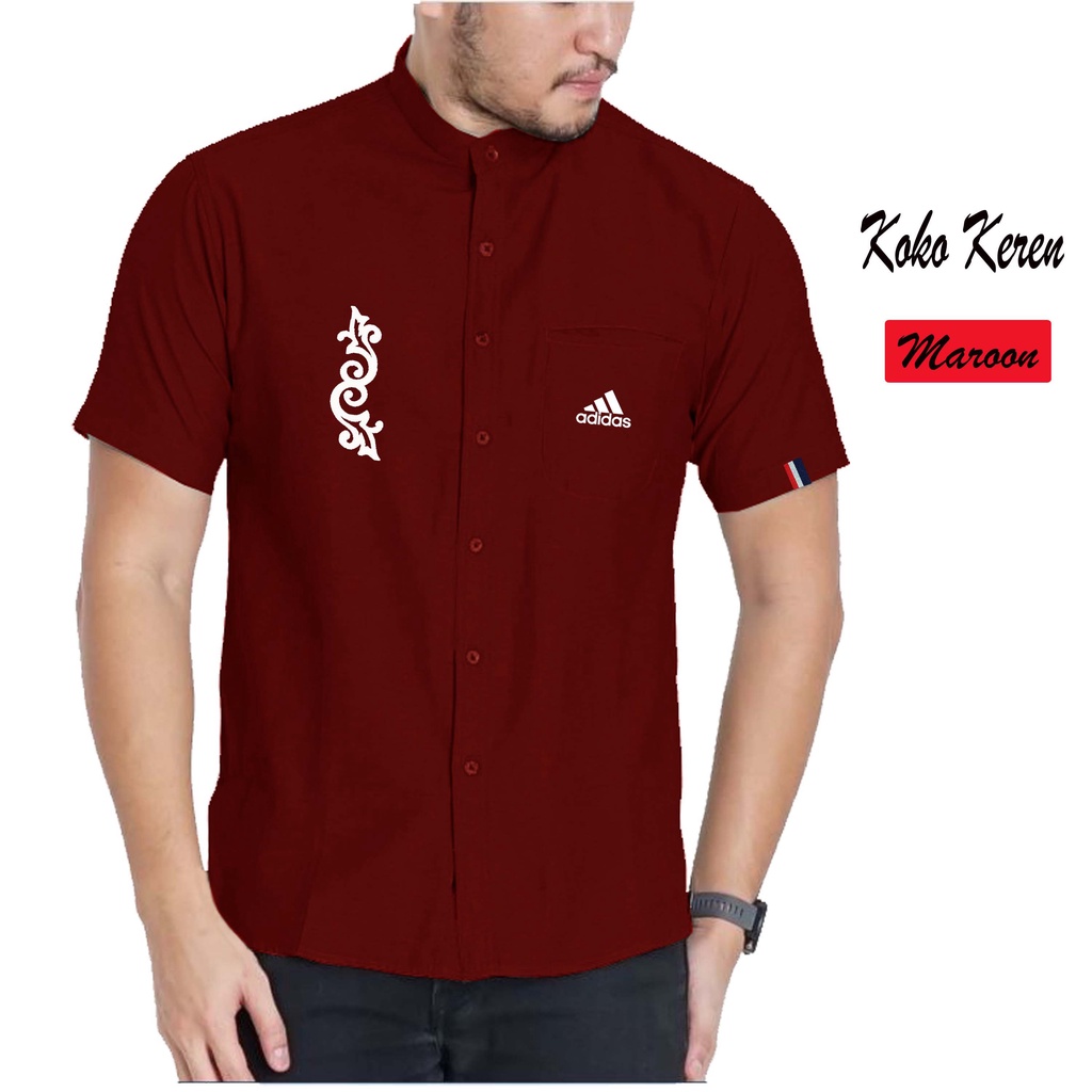 Kemeja Koko Pria Adidas Original / Kemeja Koko Kurta Kerah Sanghai Bahan Distro