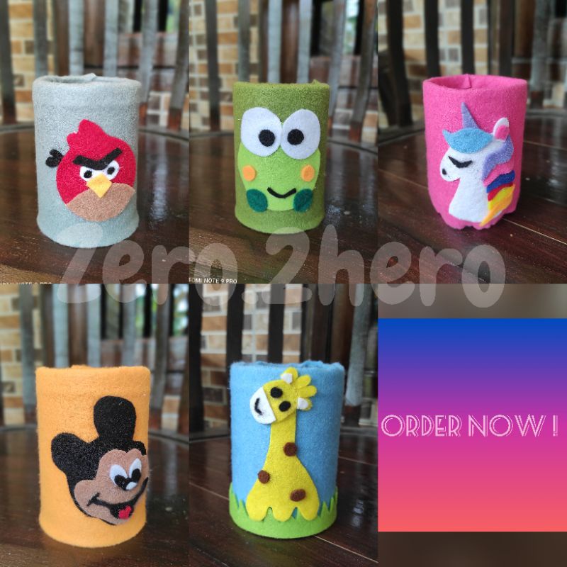 

Tempat pensil kaleng/kerajinan flanel. kaleng/bot