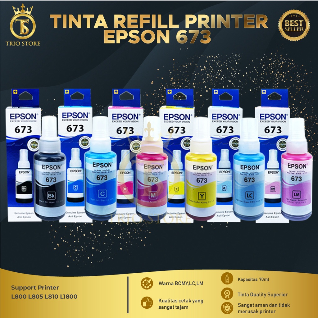 Tinta Epson 673 For Printer L1800 L800 L805 L810 L850 New Model