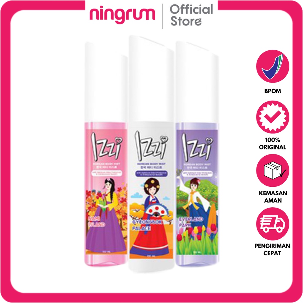 Ningrum - IZZI Korean Body Mist Spray Cologne 150ml| Parfume Korea Mist Cologne | Everland / Gyeongbok / Nami Island | Parfum Wanita Awet Tahan Lama Original BPOM - 7804