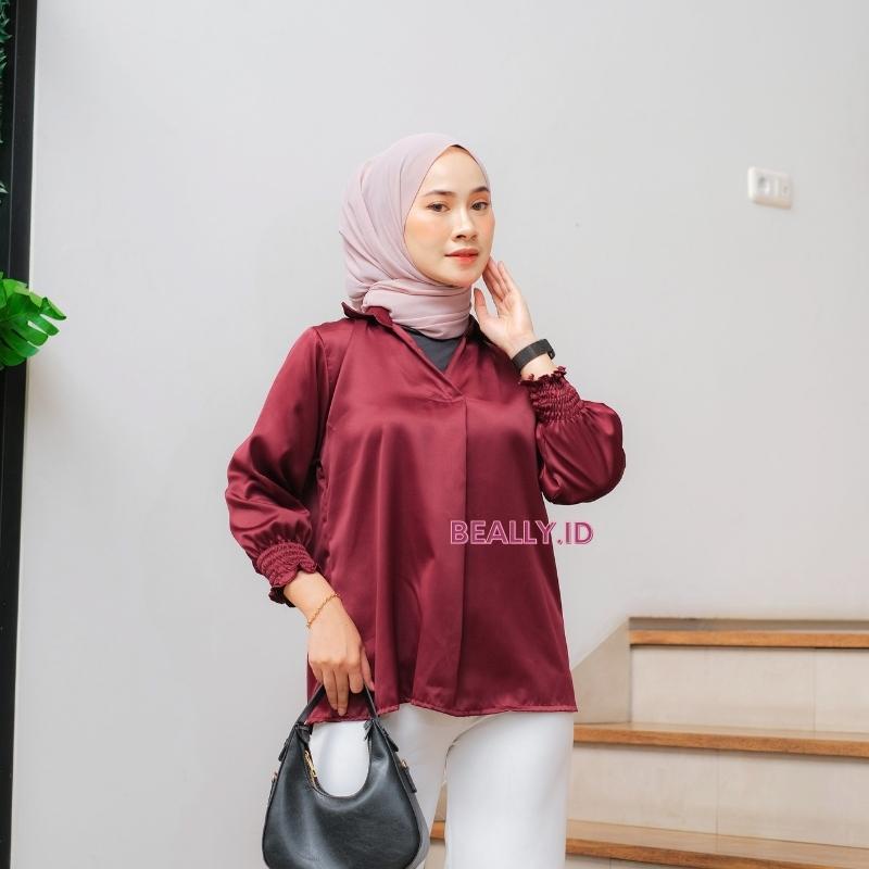 Blouse Kerah Kara V-Neck Satin