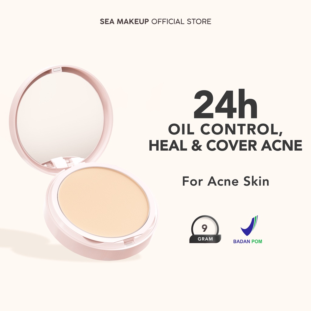 Jual Sea Makeup Acne Cover & Smooth Two Way Cake Pressed Powder and
