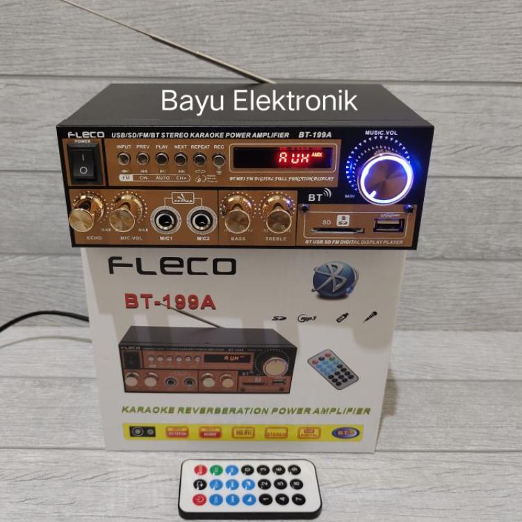 Oke Price.. Power Amplifier Fleco 199A Original Amplifier Bluetooth Subwoofer Karaoke Mp3 Player Radio Amplifier
