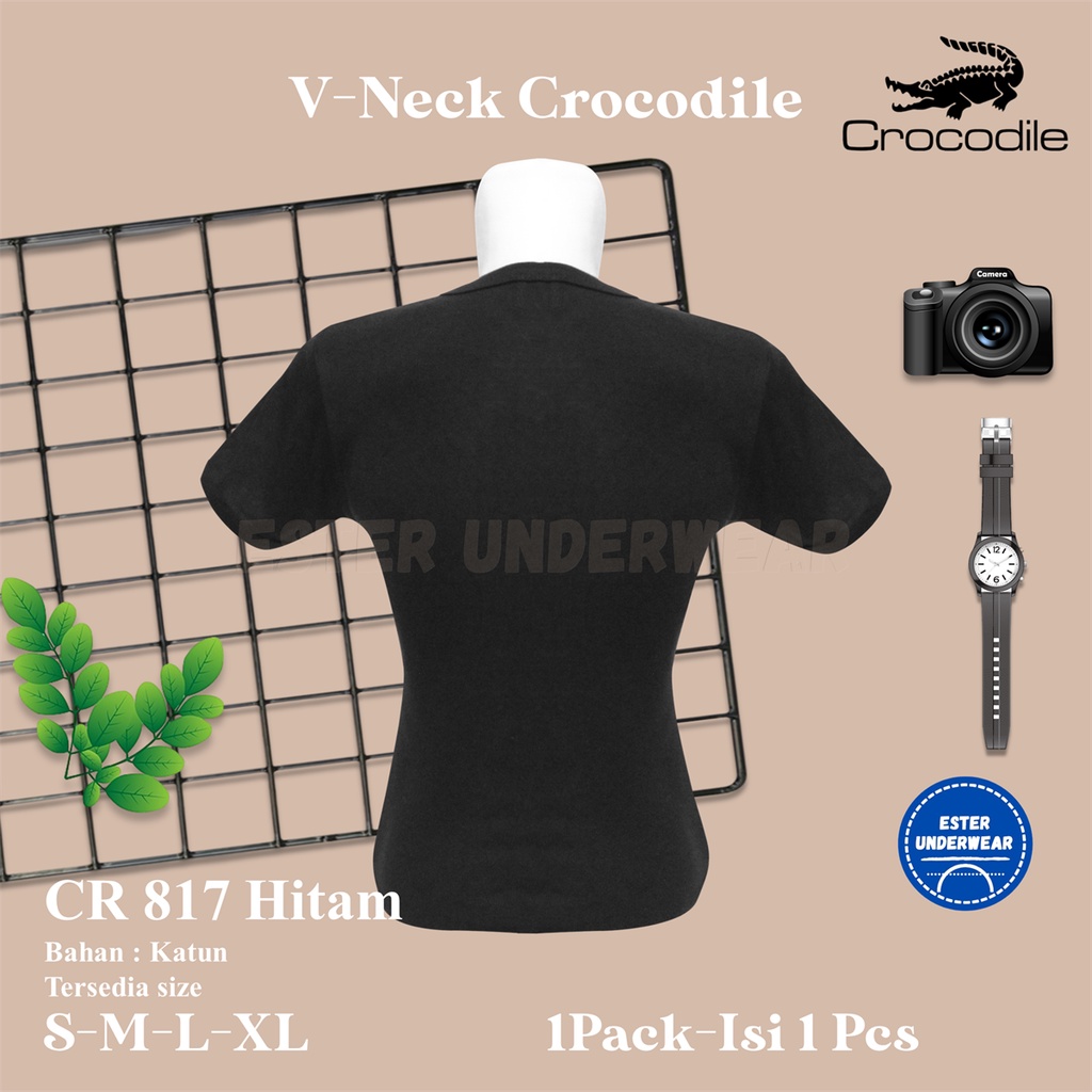 Kaos Dalam Pria CROCODILE CR 817 AW Hitam Isi 1 Pcs