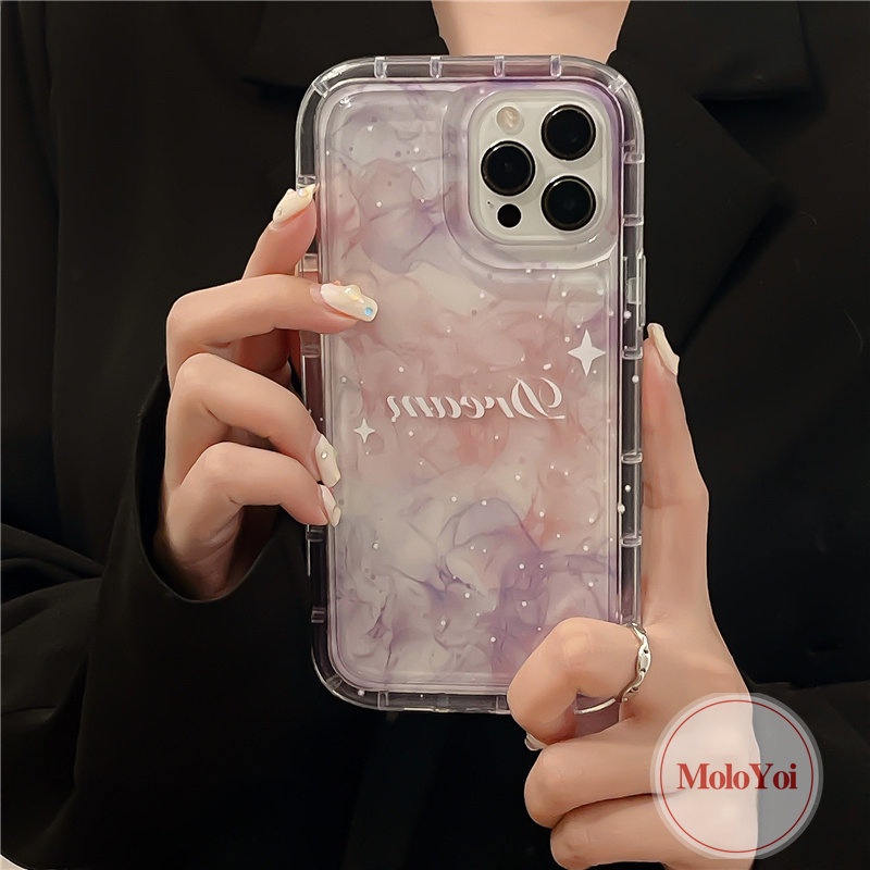 IPHONE Fantasy Tinta Lukisan Langit Berbintang Bintang Bulan Case Kompatibel Untuk Iphone11 14 13 12 Pro Max7 8 6 6S Plus XR X XS MAX Airbag Telepon Lembut TPU Bening Shockproof Back Cover