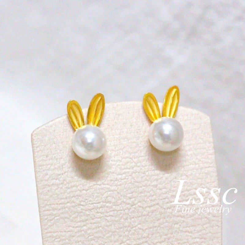 Anting Titanium Mutiara Kelinci Lucu Emas 18K Anti Karat Aksesoris Wanita Fashion Korea