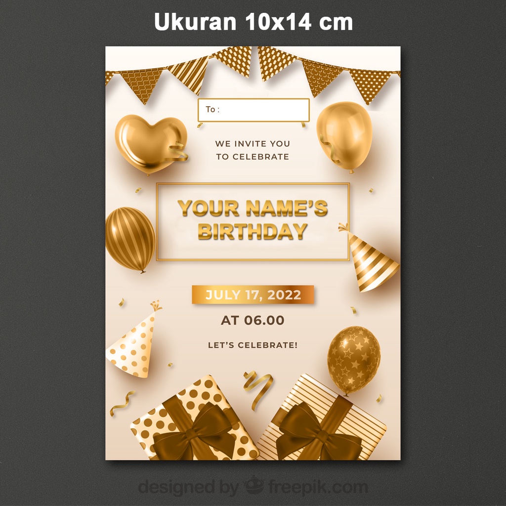 Jual Cetak undangan ulang tahun ukuran 10x14 cm glossy paper / undangan