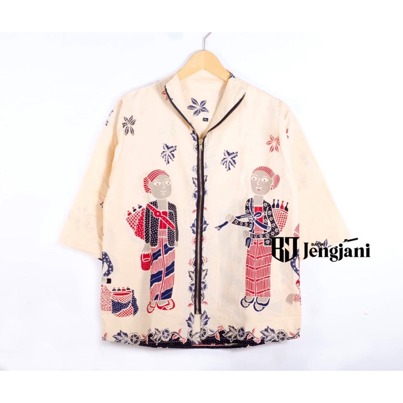 Blouse Motif Mbok Jamu Gendong Zipper Depan