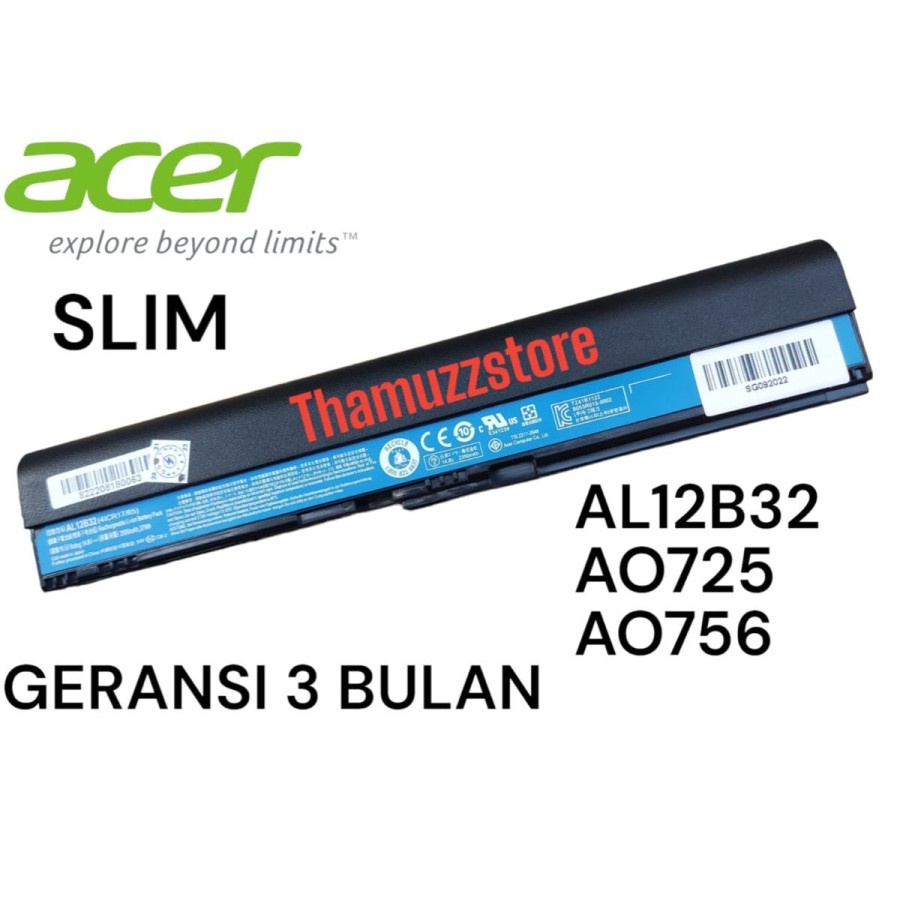 Baterai Acer Aspire One 725 756 V5-121 V5-123 V5-131 V5-171 V5-131 V5-123 V5-171 B113 B133 ORI SLIM